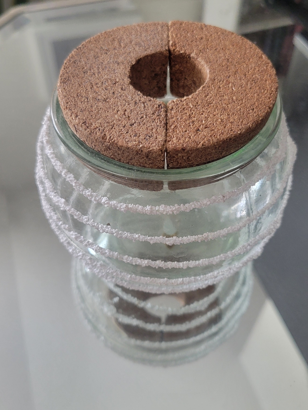 Glass Planter with Cork Ring and Textured White Wrap